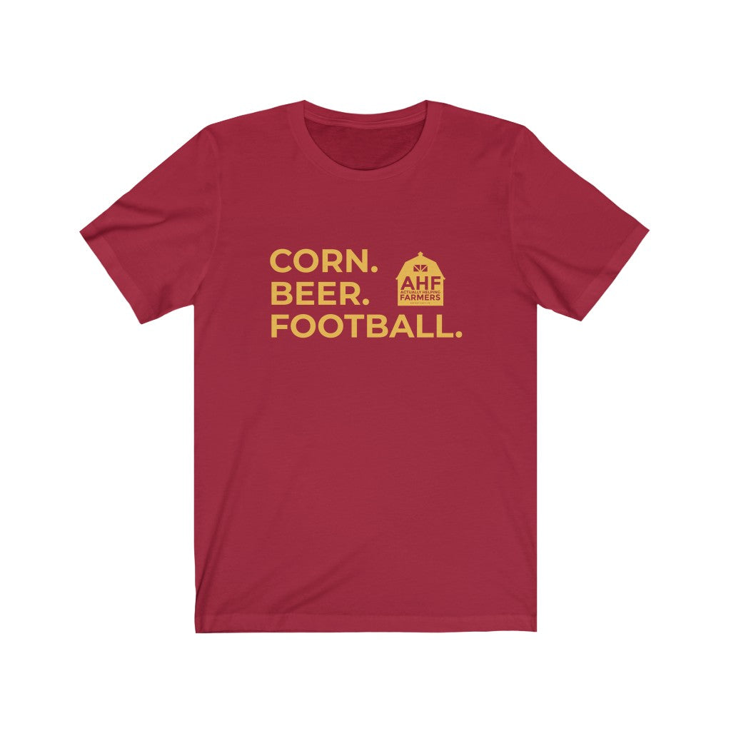 Corn. Beer. Football. Short Sleeve Tee