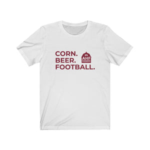 Corn. Beer. Football. Short Sleeve Tee