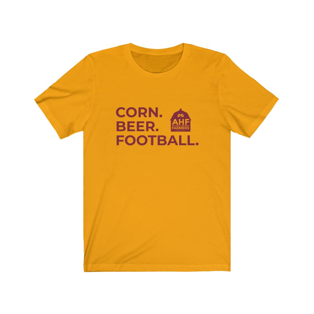 Corn. Beer. Football. Short Sleeve Tee