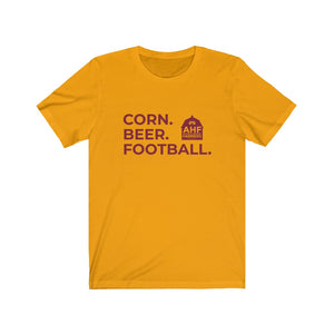 Corn. Beer. Football. Short Sleeve Tee